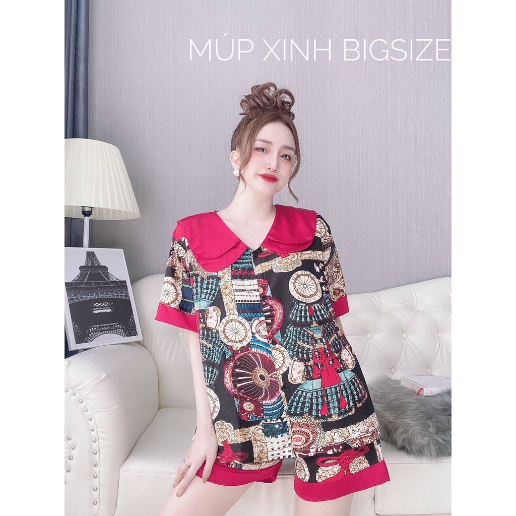 [Mã SKAMFSW175 giảm 10K đơn 50K] Đồ Bộ Đùi 50 - 100kg Bigsize Lụa Nhật Cổ Hai Lá Mặc Nhà Cho Nàng Béo Múp