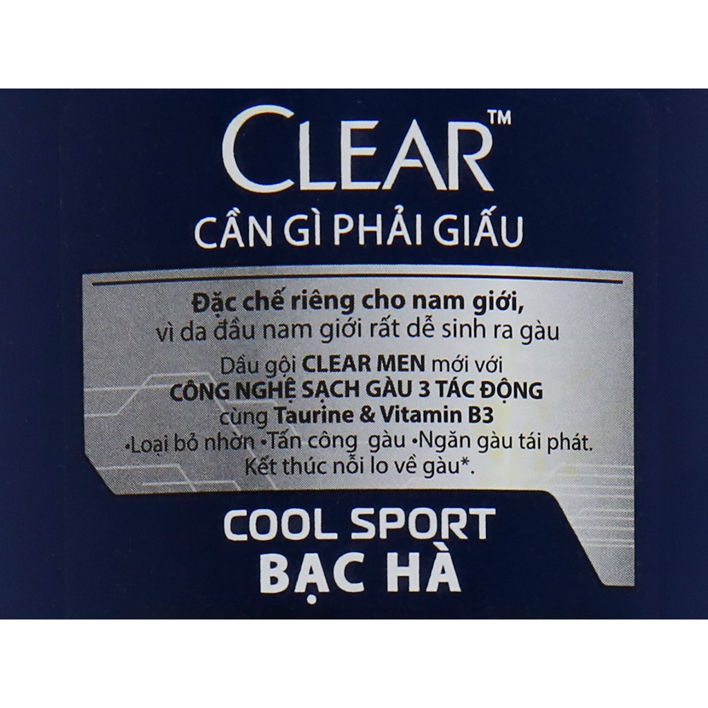 Dầu gội sạch gàu Clear Men Cool Sport bạc hà 631ml