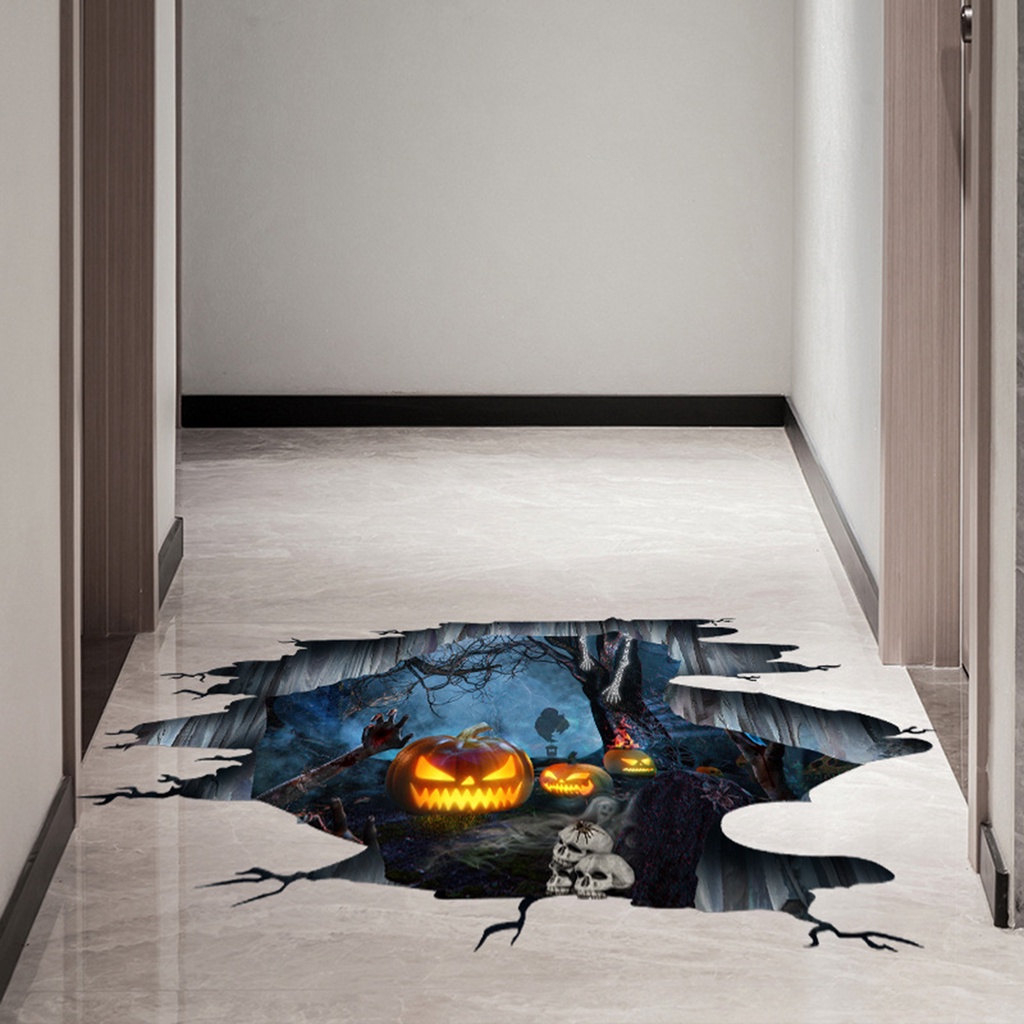 1 Set 2 Miếng Dán Sàn Nhà Hình Bàn Tay Gãy Trang Trí Halloween