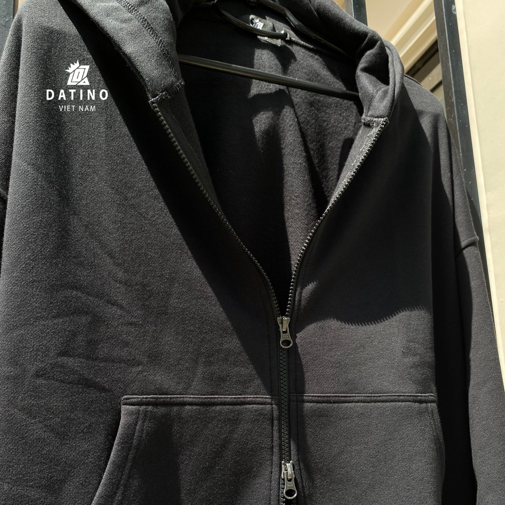 Áo jacket hoodie khóa zipper 2 chiều DATINO 100% Cotton thun da cá dày dặn form Streetwear, không xù