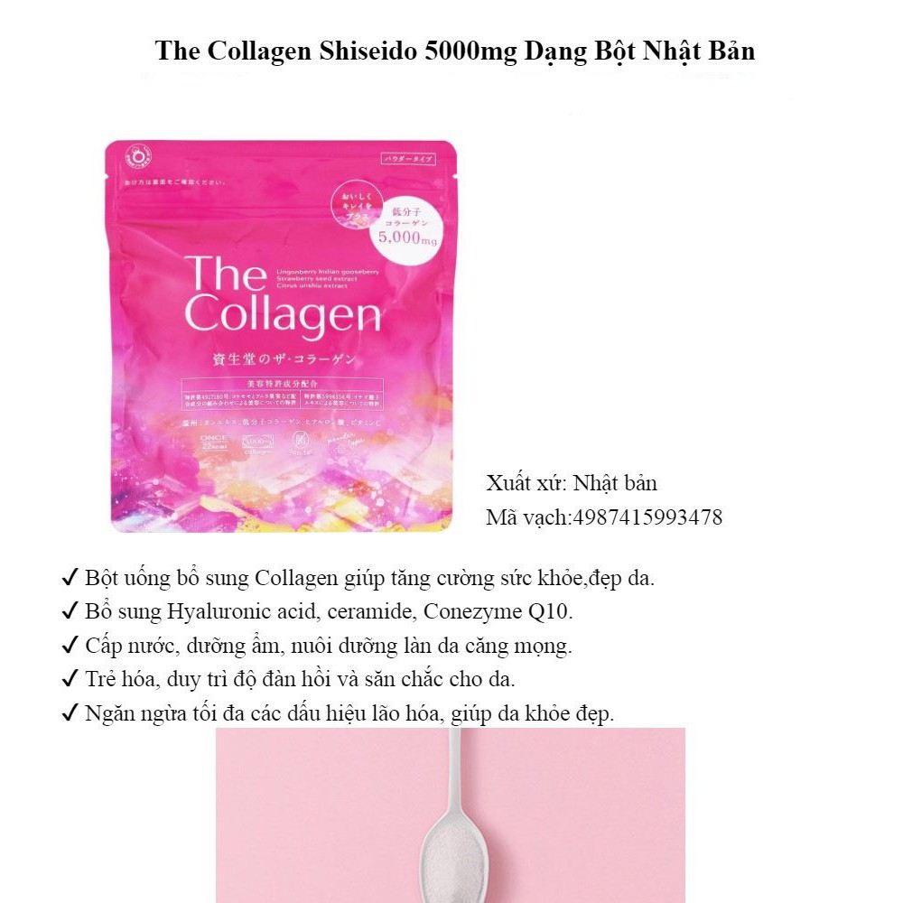 [Nhật nội địa] Túi đựng 126 gram collagen dạng bột The Collagen Nhật Bản - The Collagen bột 5000mg
