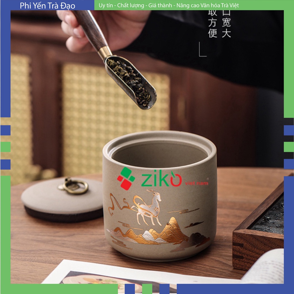 Hũ Đựng Trà Tử Sa Hũ trà nham sa 450ml màu sữa nham sa sang trọng Hà Nội 4 mẫu giao ngẫu nhiên