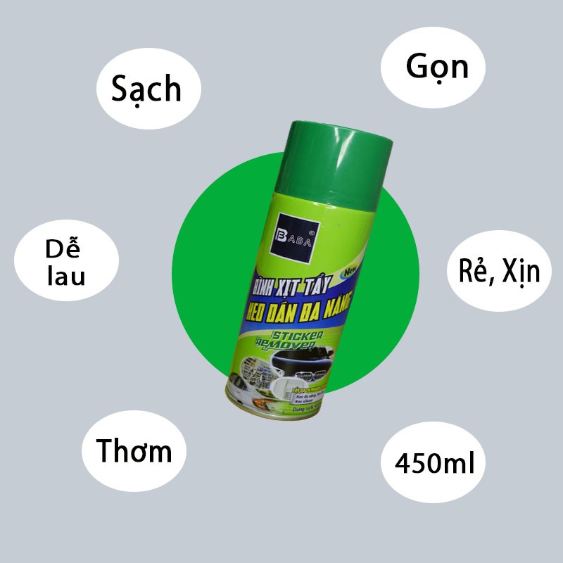 Bình Xịt Tẩy Keo, Tẩy Vết Băng Dính, Nhựa Đường Bám Trên Ô Tô, Tẩy Đa Năng Đồ Nội Thất COCA.T