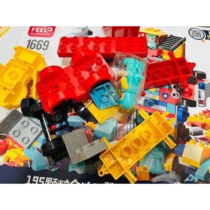 Đồ chơi xếp hình Lego Duplo, Robot biến hình chính hãng Feelo 195 chi tiết