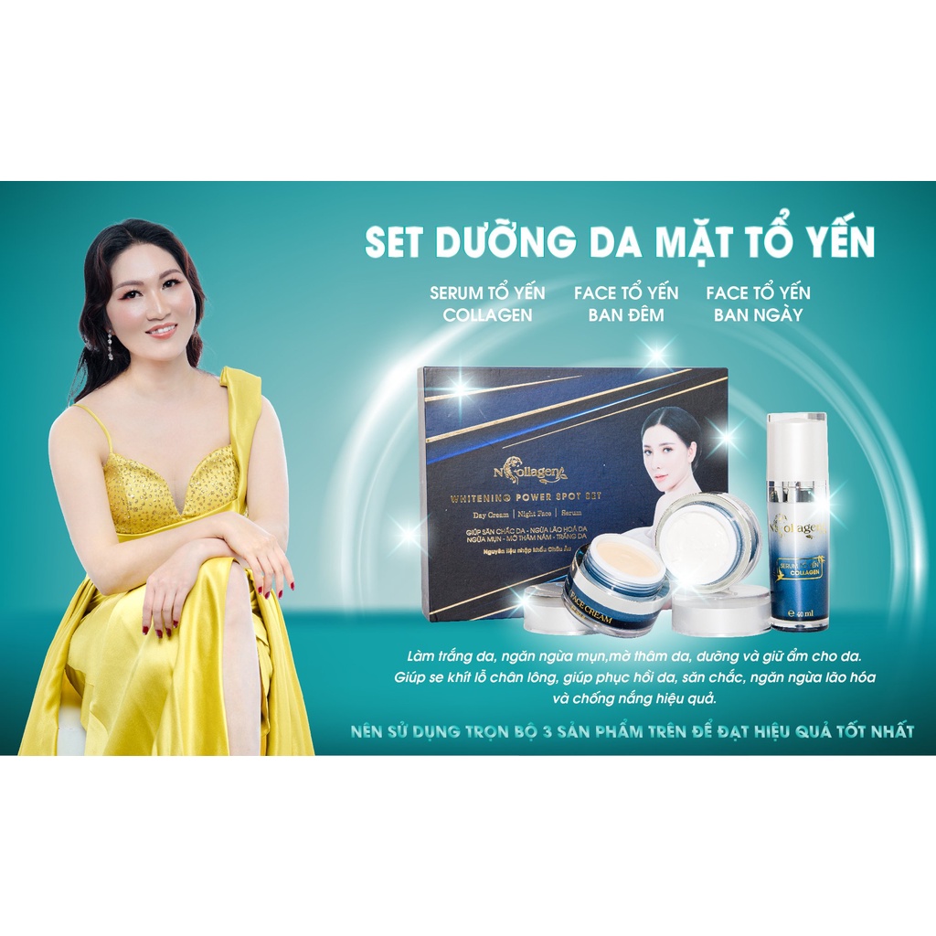 Bộ Kem Tổ Yến NCOLLAGEN - Dưỡng trắng, trẻ hóa nàng da