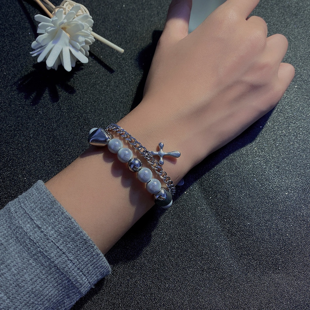 Vòng cổ Thép Titan Mặt Ngọc Trai Phản Quang Phong Cách Âu Mỹ Cho Nữ