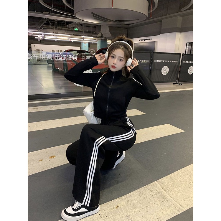 Set đồ COZOKC gồm áo len tay dài và chân váy ngắn/ quần dài thời trang thể thao cho nữ