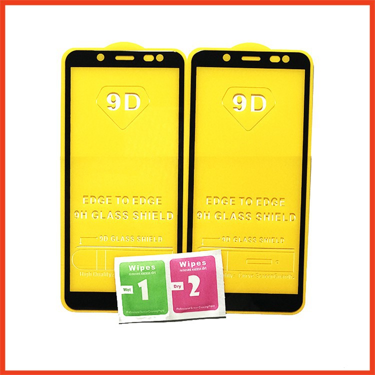 Kính cường lực Samsung A6 2018   full màn hình, Ảnh thực shop tự chụp, tặng kèm bộ giấy lau kính taiyoshop2