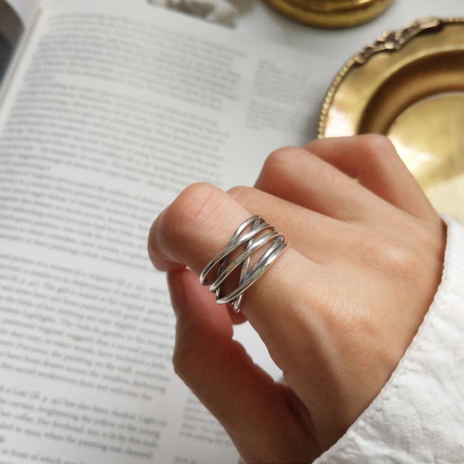 Nhẫn Hở Nhiều Lớp Phong Cách Hong Kong Cổ Điển Đơn Giản Thời Trang Unisex 23512