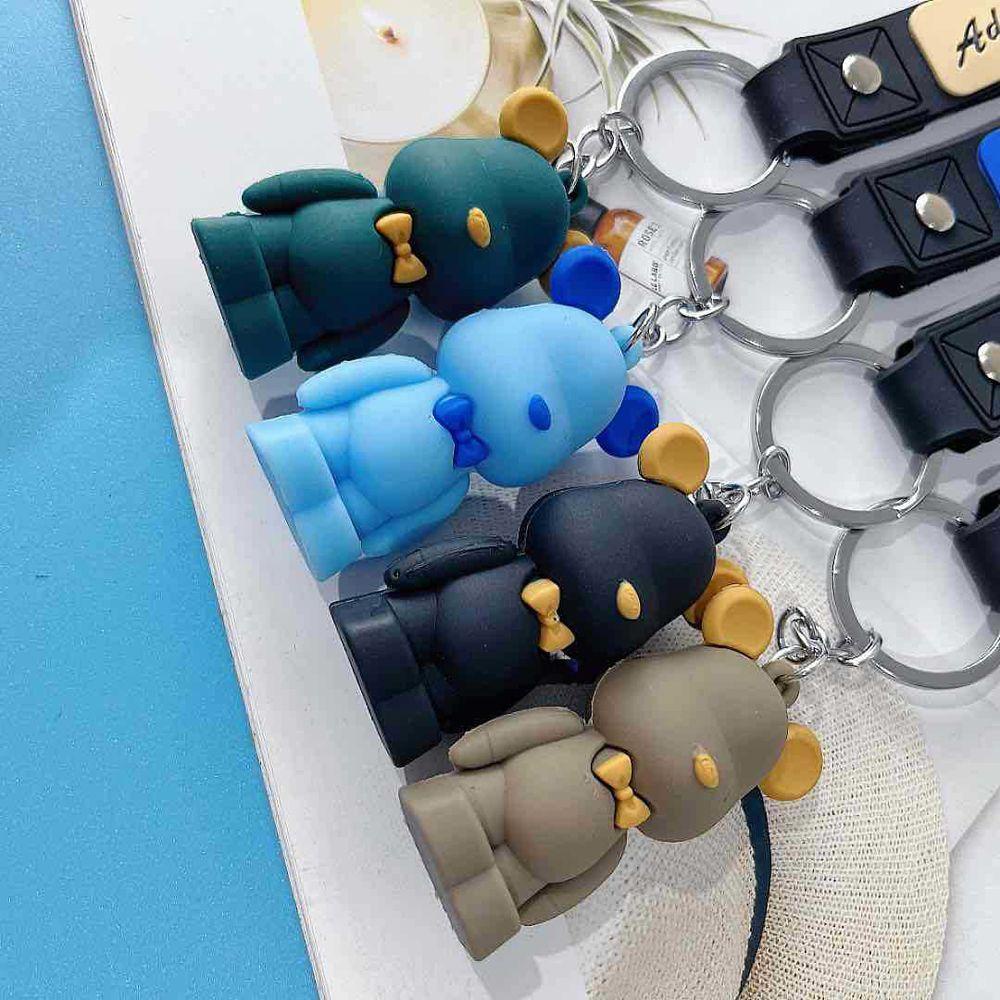 DARNELL Móc Chìa Khóa Hình Gấu Thắt Nơ Hoạt Hình DIY Thời Trang