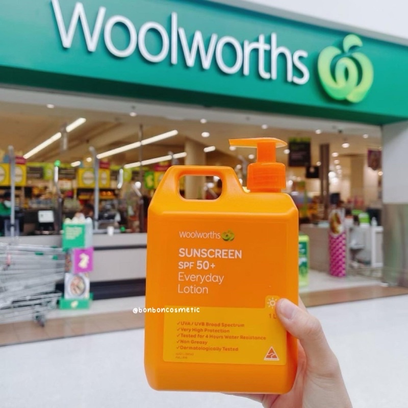Kem chống nắng can 1l lít và 500ml Úc WOOLWORTHS EVERYDAY #sunscreen SPF 50+ BONBONCOSMETIC