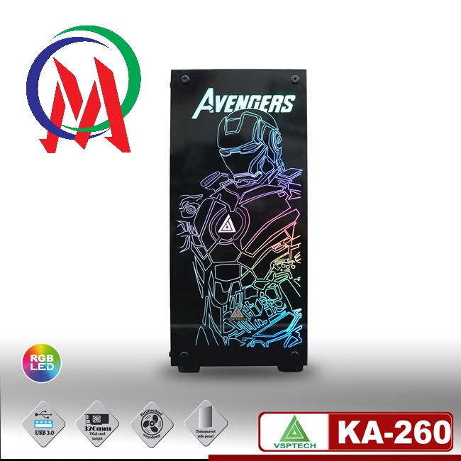 Vỏ Case máy tính gaming VSPTECH AVENGERS KA-260 Có Sẵn LED RGB