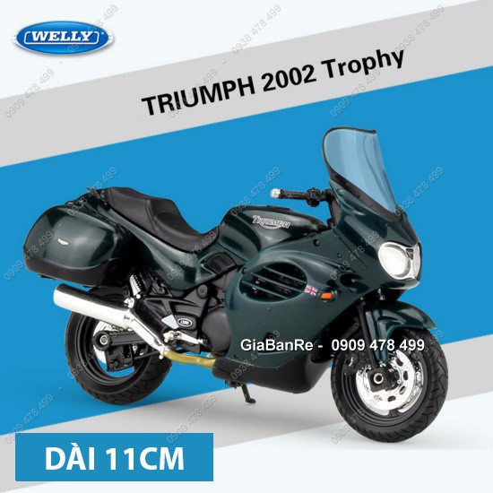 MS: 8880XL - XE MÔ HÌNH TỶ LỆ 1:18 MOTO TRIIUMPH TROPHY - WELLY - XANH LÍNH