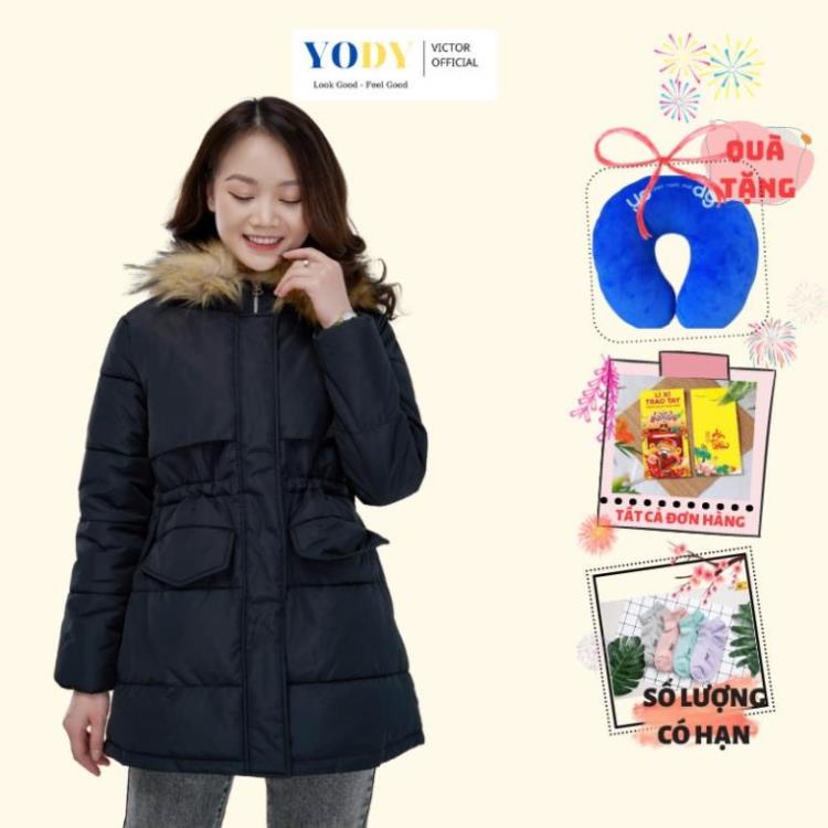 Áo Phao Nữ YODY Dáng Dài Mũ Lông, Áo Khoác Đại Hàn Có Mũ Cực Ấm PHN3007 ! ,