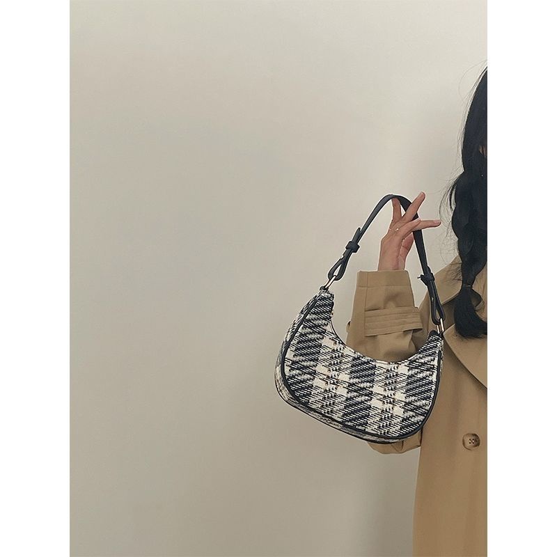 Túi Đeo Chéo Chuwanglin Vải Nylon Họa Tiết Sọc Caro Thời Trang Cho Nữ