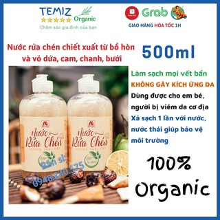 Nước rửa chén Hữu cơ sinh học, chiết xuất từ Bồ hòn và vỏ trái cây, Tinh dầu Thiên nhiên An toàn cho da nhạy cảm