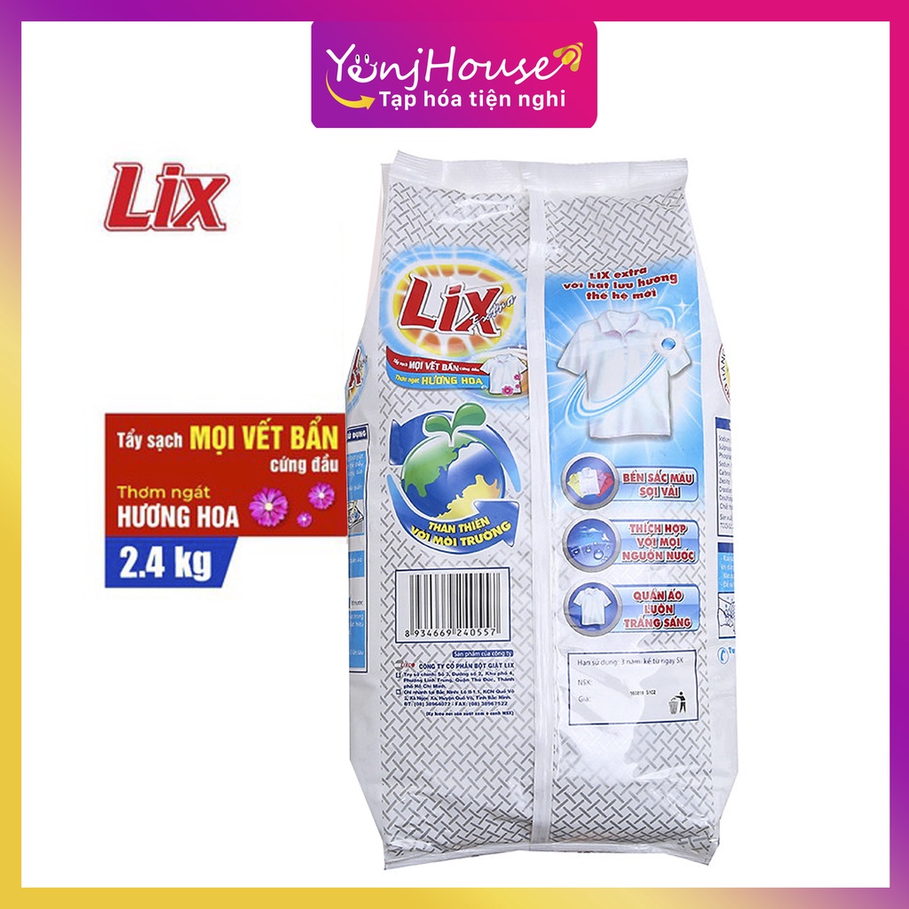 BỘT GIẶT LIX EXTRA HƯƠNG CHANH 2.4KG - TẨY SẠCH VẾT BẨN CỰC MẠNH– YENJHOUSE