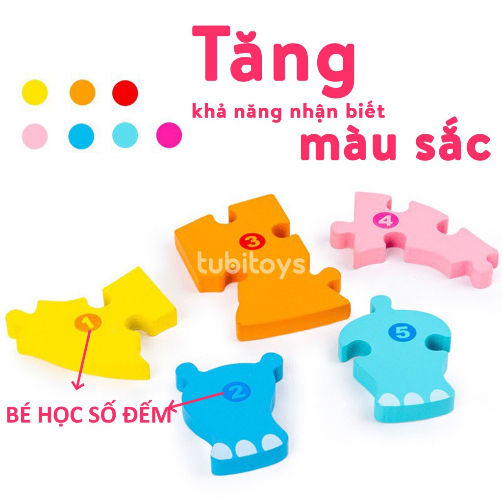 Xếp hình cho bé TUBITOYS bằng gỗ nổi 3D cho trẻ vừa ghép hình vừa học số đếm hiệu quả