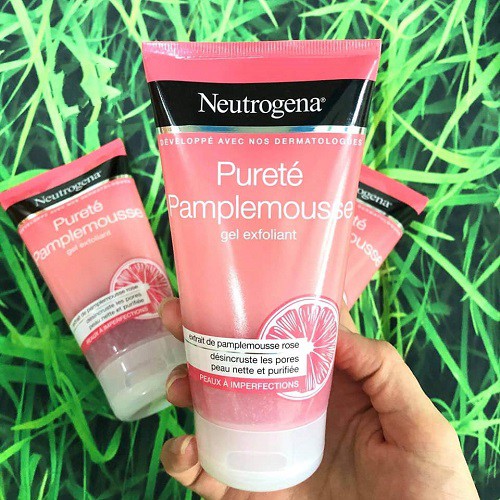 Neutrogena Visibly Clear Gel Nettoyant Exfoliant Pamplemousse Rose - Gel Rửa Kết Hợp Tẩy Da Chết Giảm Mụn 150ml