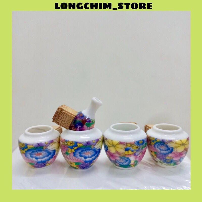 Cóng chim khuyên chất liệu gốm sứ bách hoa nhiều màu sắc tai tàu LONGCHIM