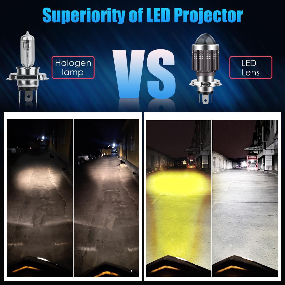Đèn pha led xe máy SEAMETAL H4 H6 HS1 BA20D CSP 2000lm IP68 12V 12W bóng trắng vàng chùm sáng cao thấp