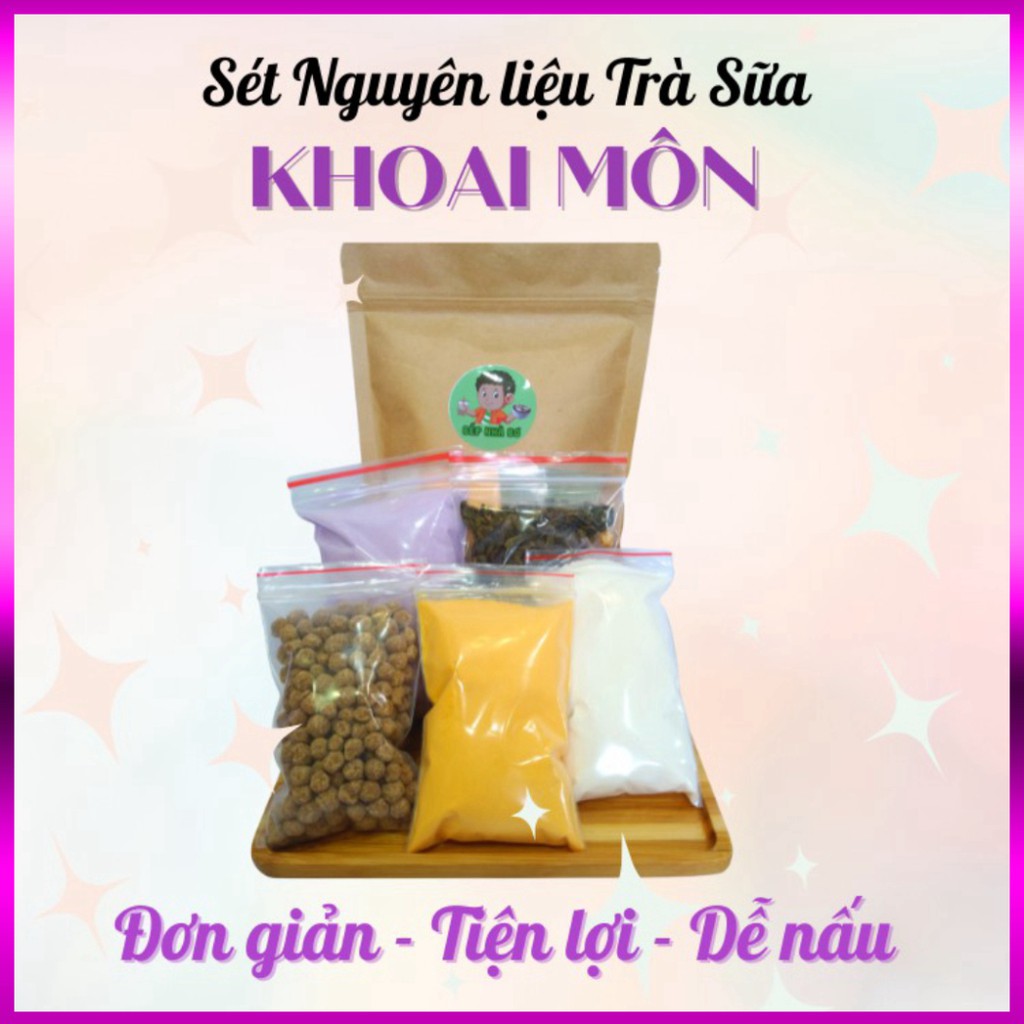 SÉT NGUYÊN LIỆU NẤU TRÀ SỮA SOCOLA/ MATCHA/ KHOAI MÔN ( SET LỚN 20-25 LY)
