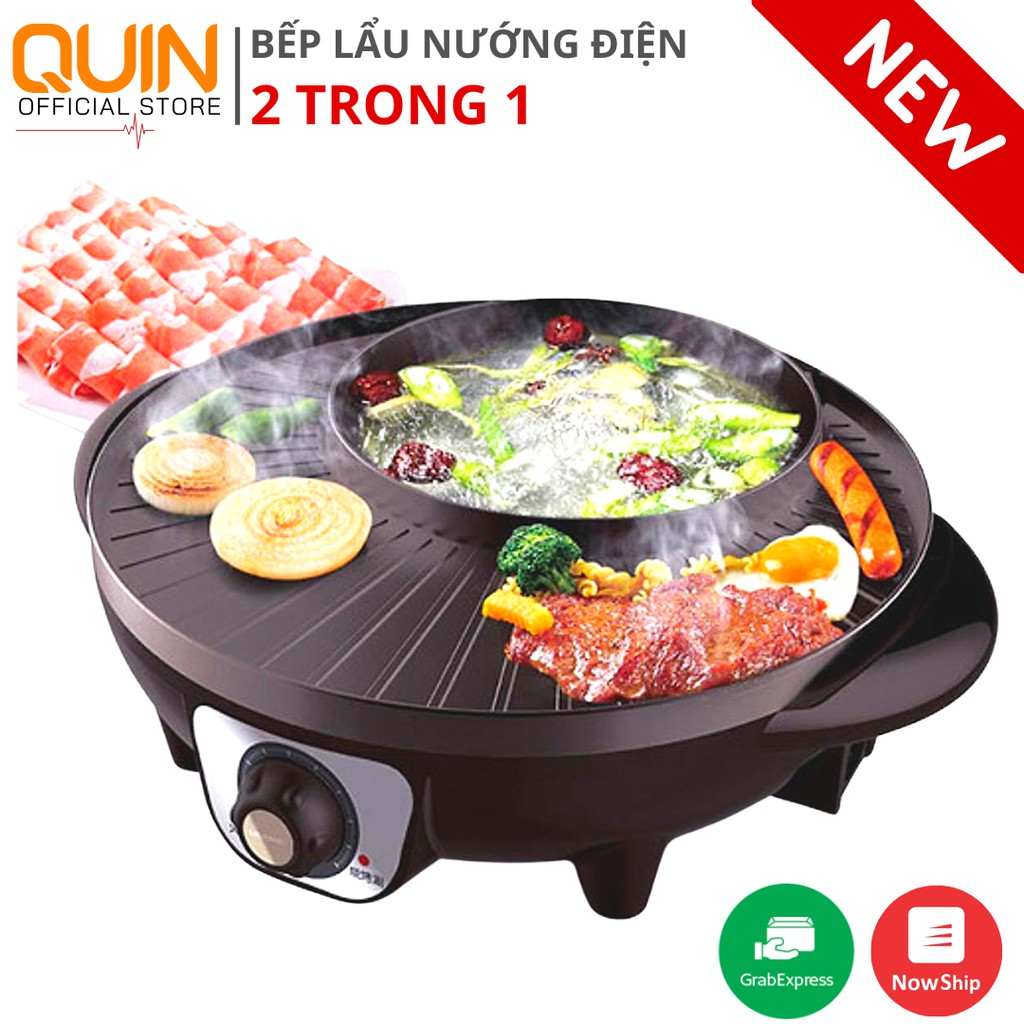 Nồi Lẩu Điện, Bếp Lẩu Kèm Nướng 2 in 1 Đa Năng 34cm, Công Suất 1800W, BẢO HÀNH 12 THÁNG