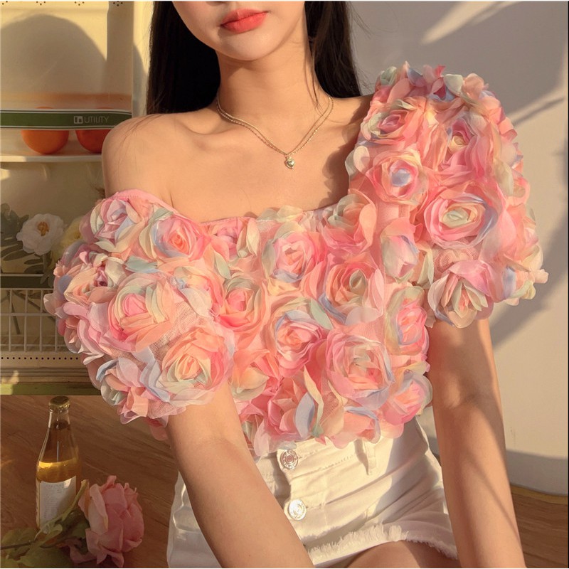 Áo croptop hoa hồng ulzzang  050521