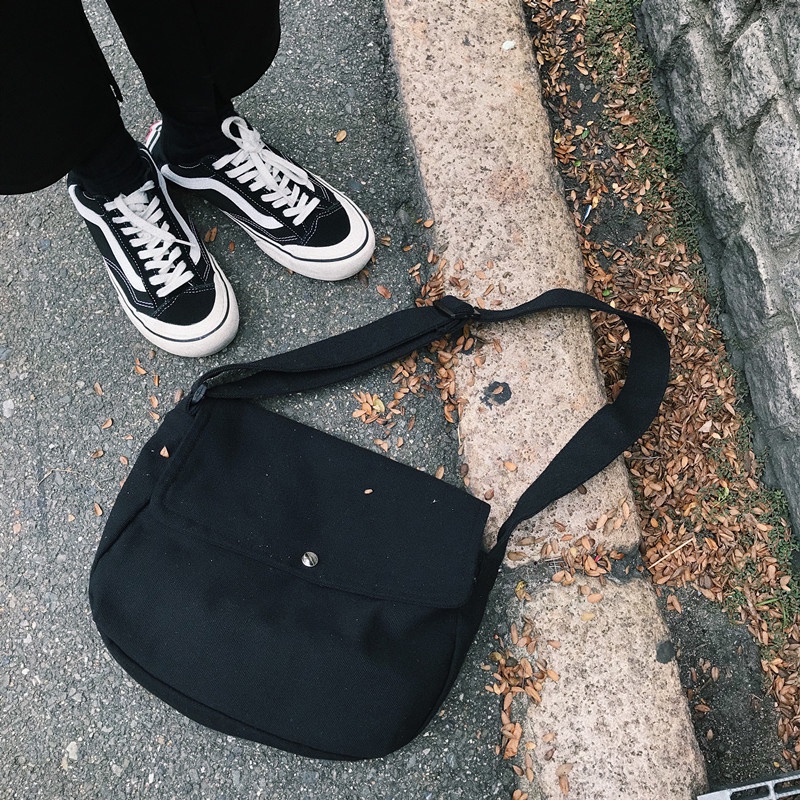 Túi Xách Canvas Màu Đen Cỡ Lớn 19002 Phong Cách Hàn Quốc