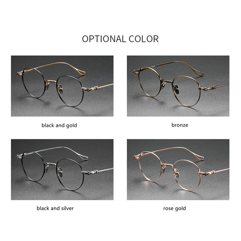 Chrome * Mắt Kính Hình Oval Boston Bằng Titan Nguyên Chất Siêu Nhẹ Thoải Mái Phong Cách Hoài Niệm +