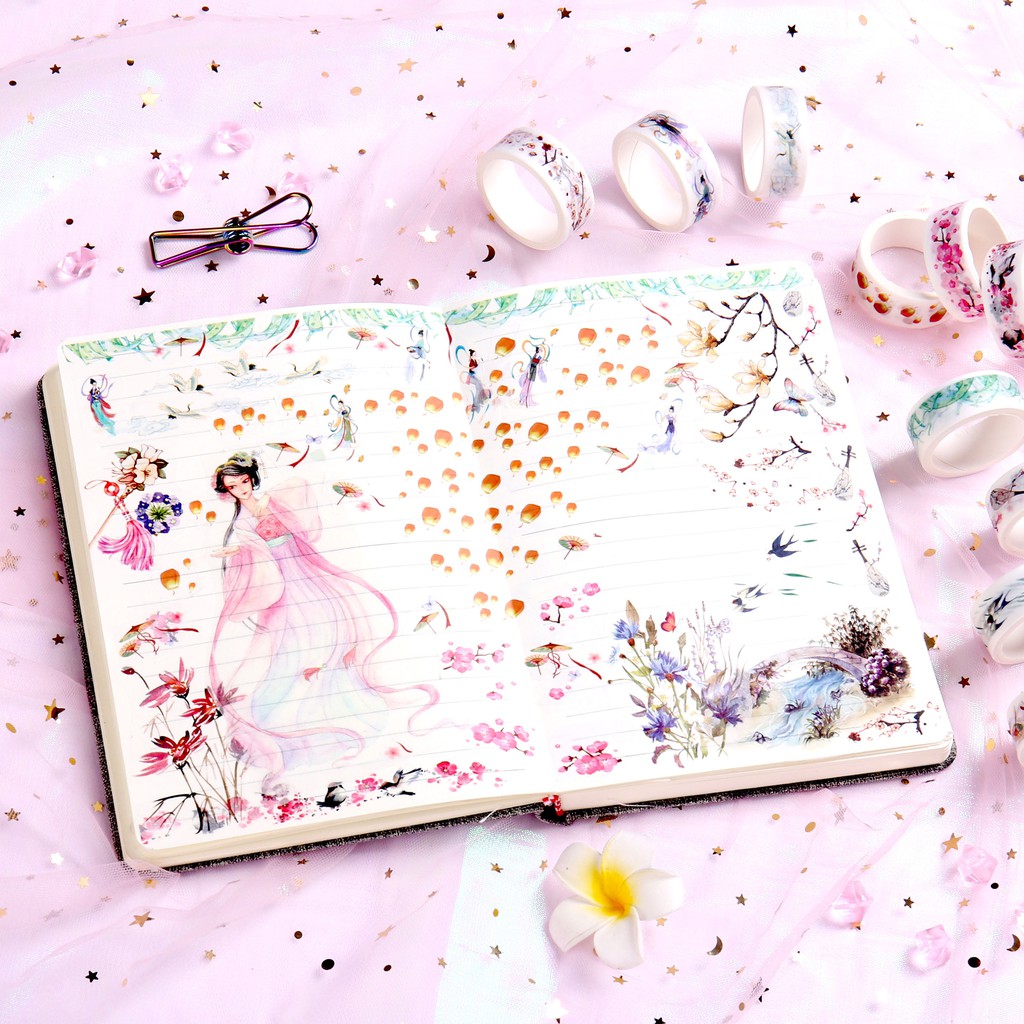 Bộ 10 Cuộn Băng Keo In Họa Tiết Dễ Thương Xinh Xắn Đa Dụng