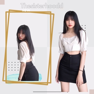 Áo croptop thắt nơ lưng gợi cảm màu da