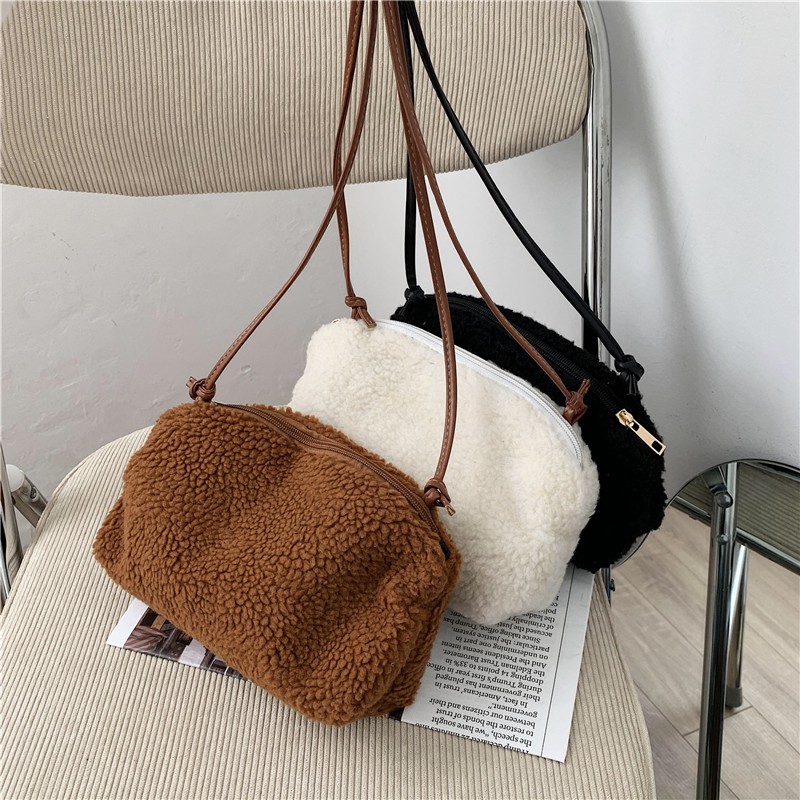 Winter Bags Women's Plush Spring and Summer Student Furry Single-Shoulder Bag Messenger Bag All-Match Lamb Wool Japanese Tote Small