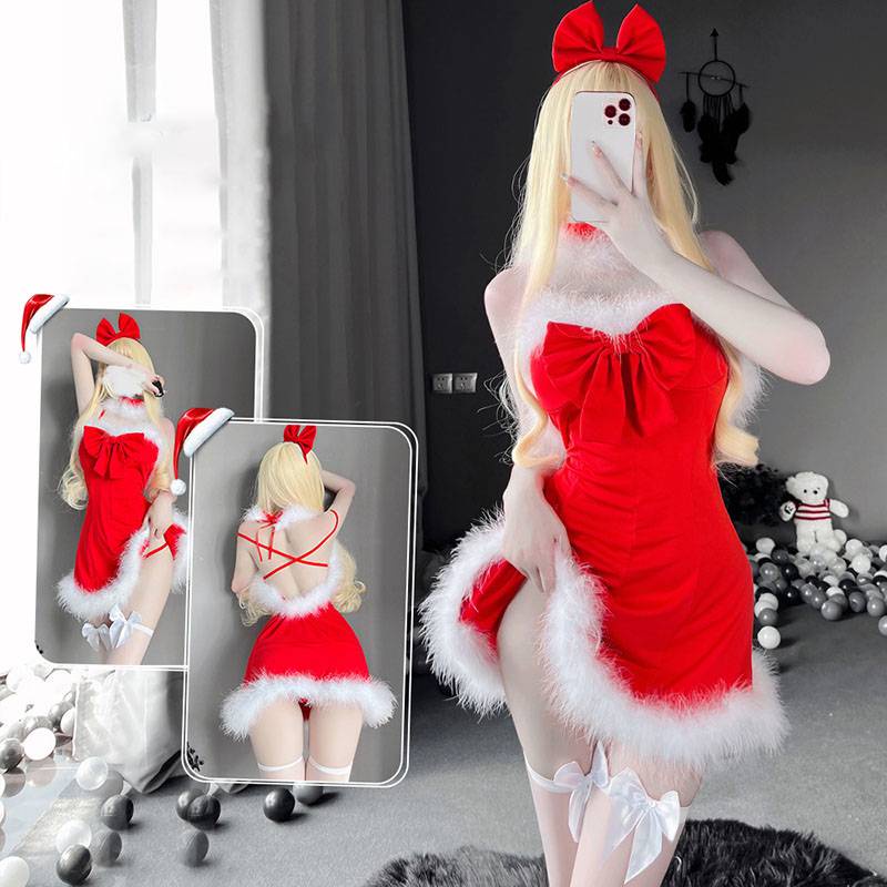 Đầm ngủ hóa trang hở lưng phong cách giáng sinh quyến rũ cho nữ