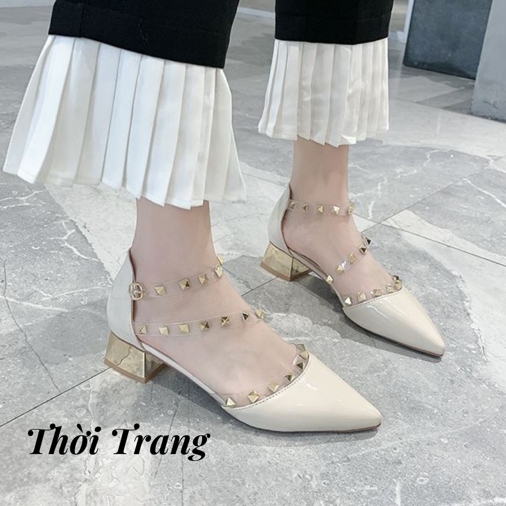 Giày cao gót nữ đế vuông 💝 FREESHIP 💝 Giày khoét eo quai chéo cao 5cm cao cấp , thời trang