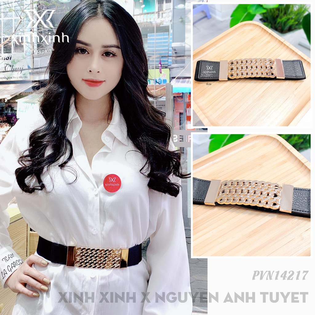 Thắt lưng belt da thời trang mặt xích xoắn 3 tầng cao cấp - Xinh Xinh Accessories