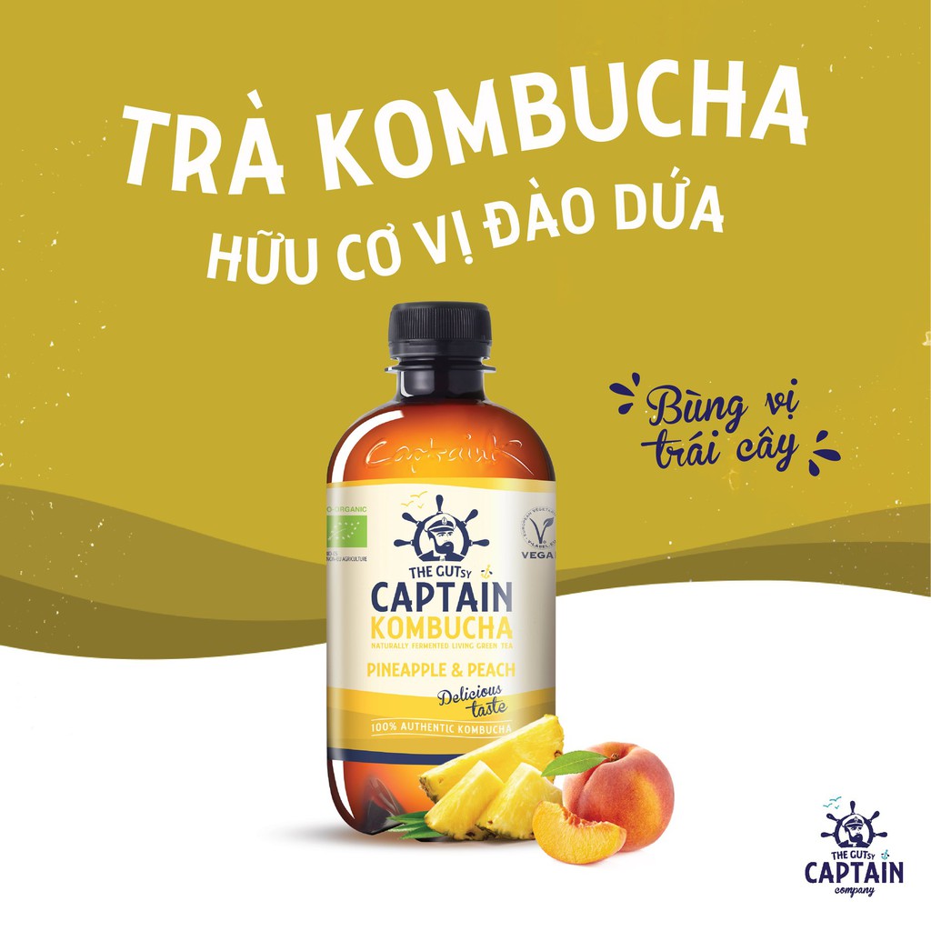 Trà Dưỡng Sinh KomBuCha hữu cơ Captain Kombucha 400ml