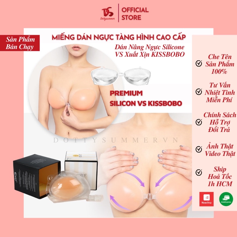 Miếng Dán Nâng Ngực Silicone Tàng Hình, Tái Sử Dụng Đến 15 Lần Đàn Hồi Tự Nhiên Nâng Tạo Khe Ngực KISSBOBO