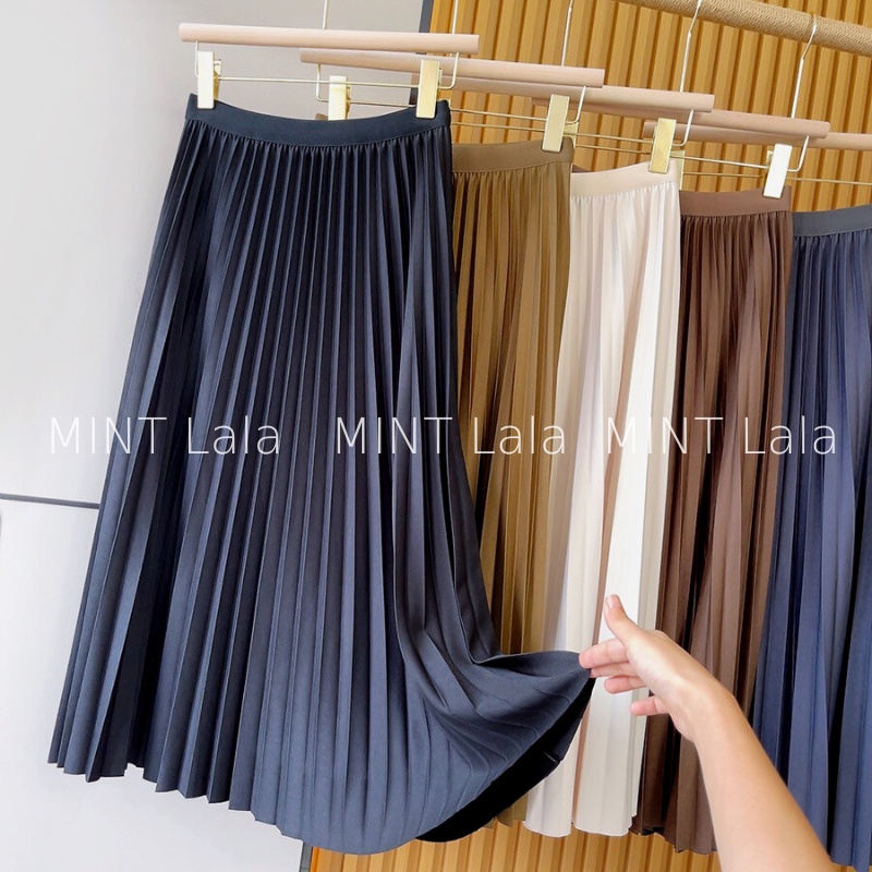 Chân Váy Xếp Ly Dài Qua Gối Phong Cách Hàn Quốc Cao Cấp