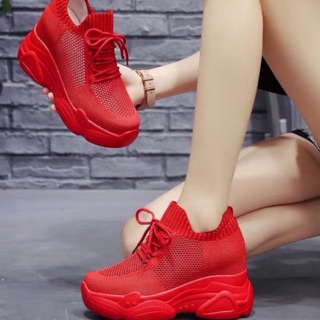 [Sẵn trắng 39] giày thể thao đế độn nữ 8cm thời trang