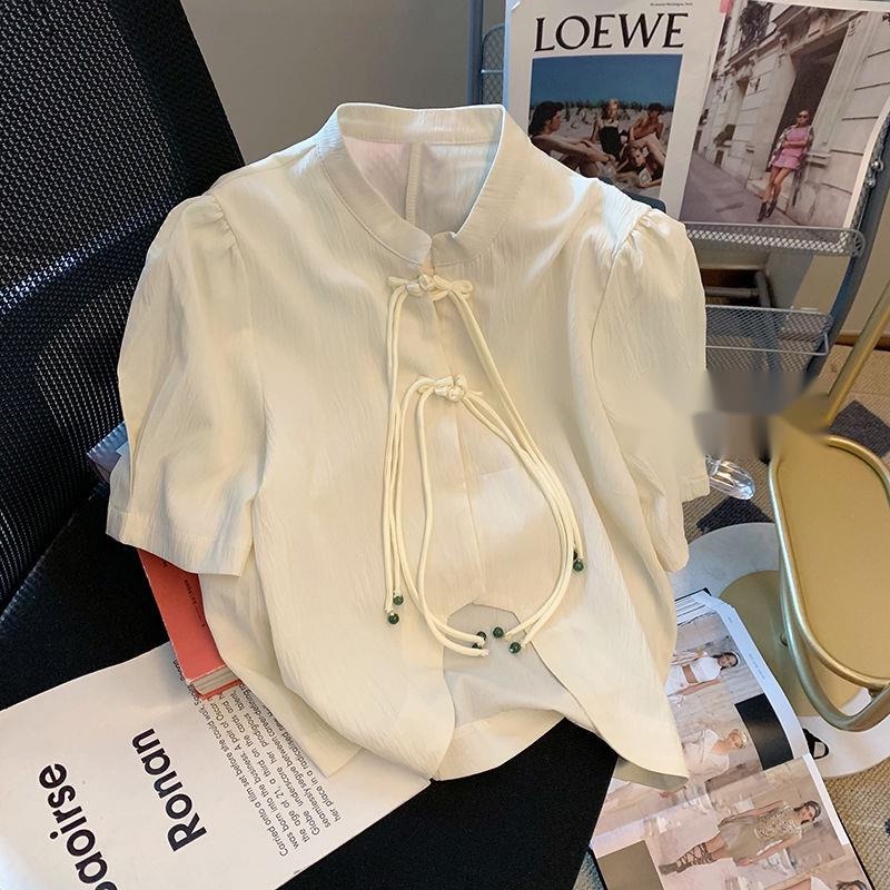 Áo Sơ Mi Cổ Đứng Phong Cách retro Thời Trang Mùa Hè Cho Nữ