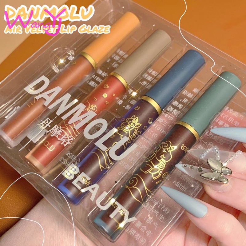 Set 4 Son Môi Dưỡng Ẩm Không Dính Cốc Màu Sắc Nhung Mịn