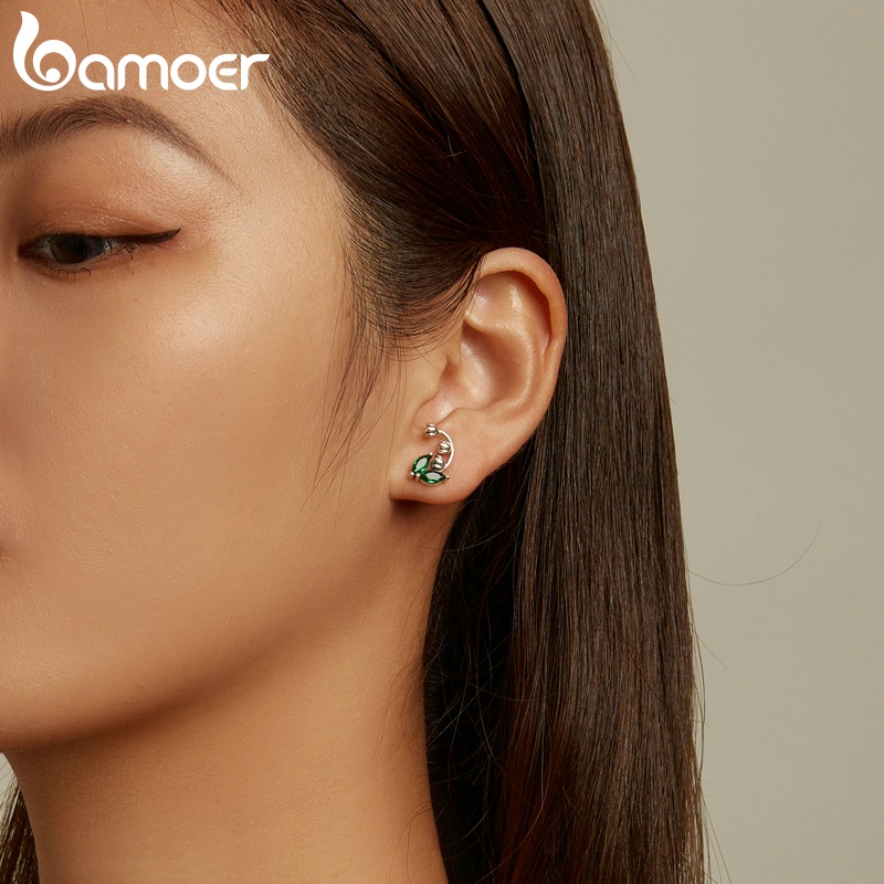 Đôi bông tai BAMOER SCE1363 bằng bạc 925 hình hoa ly thời trang cho nữ