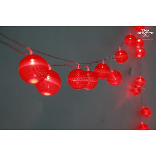 [LOẠI 1] DÂY ĐÈN COTTON BALL THÁI LAN MÀU ĐỎ SỐ 09 (LED)