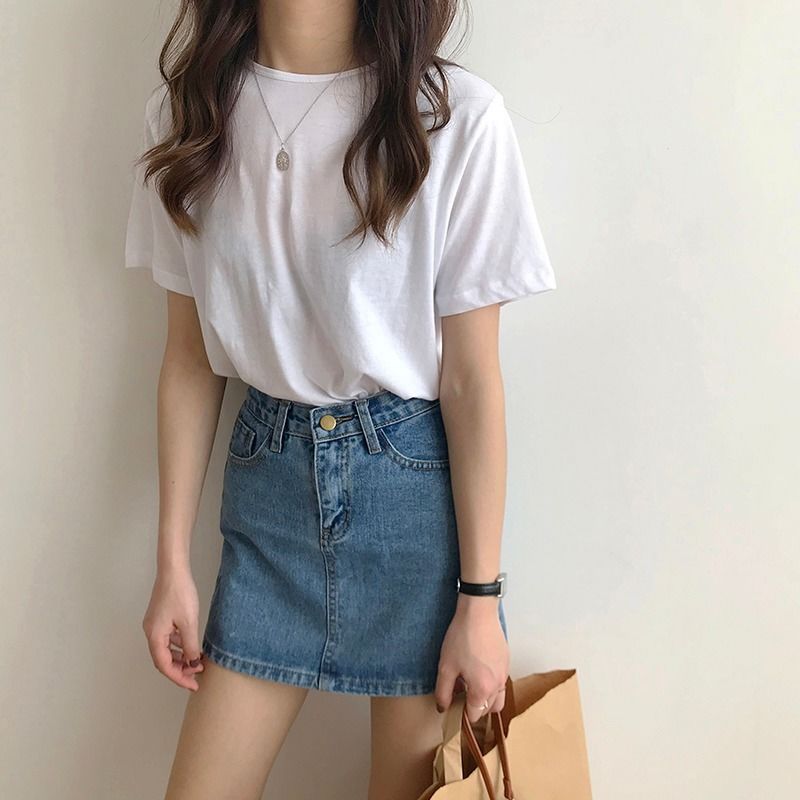 Chân Váy Jean Chữ A Lưng Cao Phong Cách Hàn Quốc D083 | BigBuy360 - bigbuy360.vn