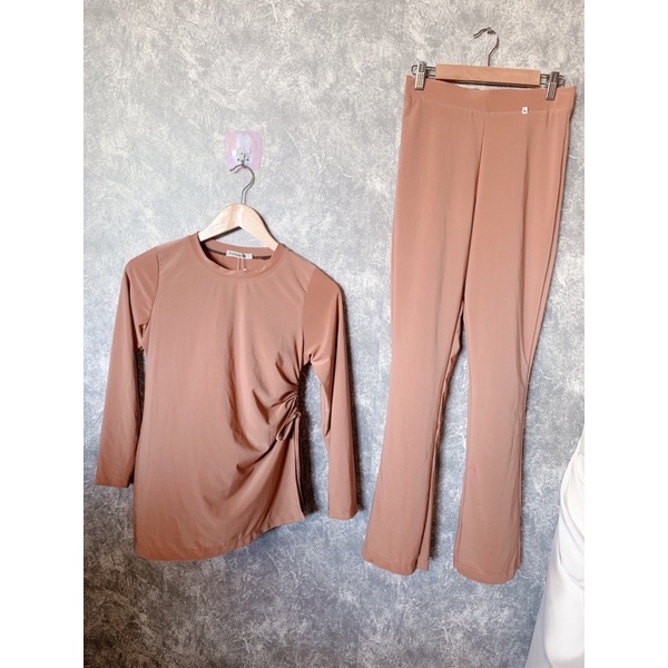 Set bộ thun áo dài tay dây rút eo quần ống loe