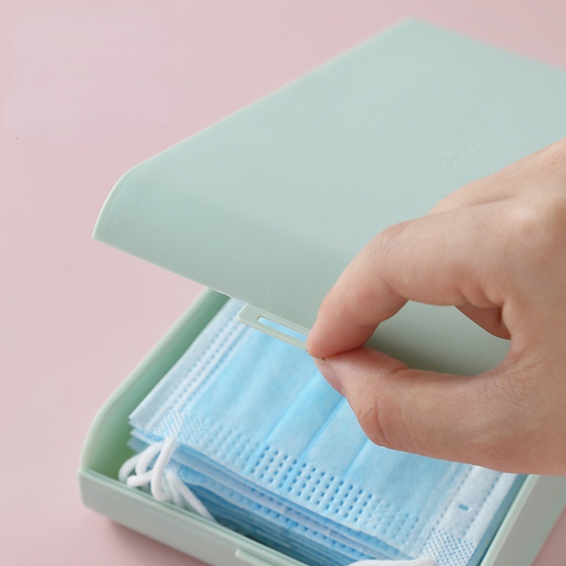 Hộp Đựng Khẩu Trang Nắp Lật Chống Bụi Hình Chữ Nhật