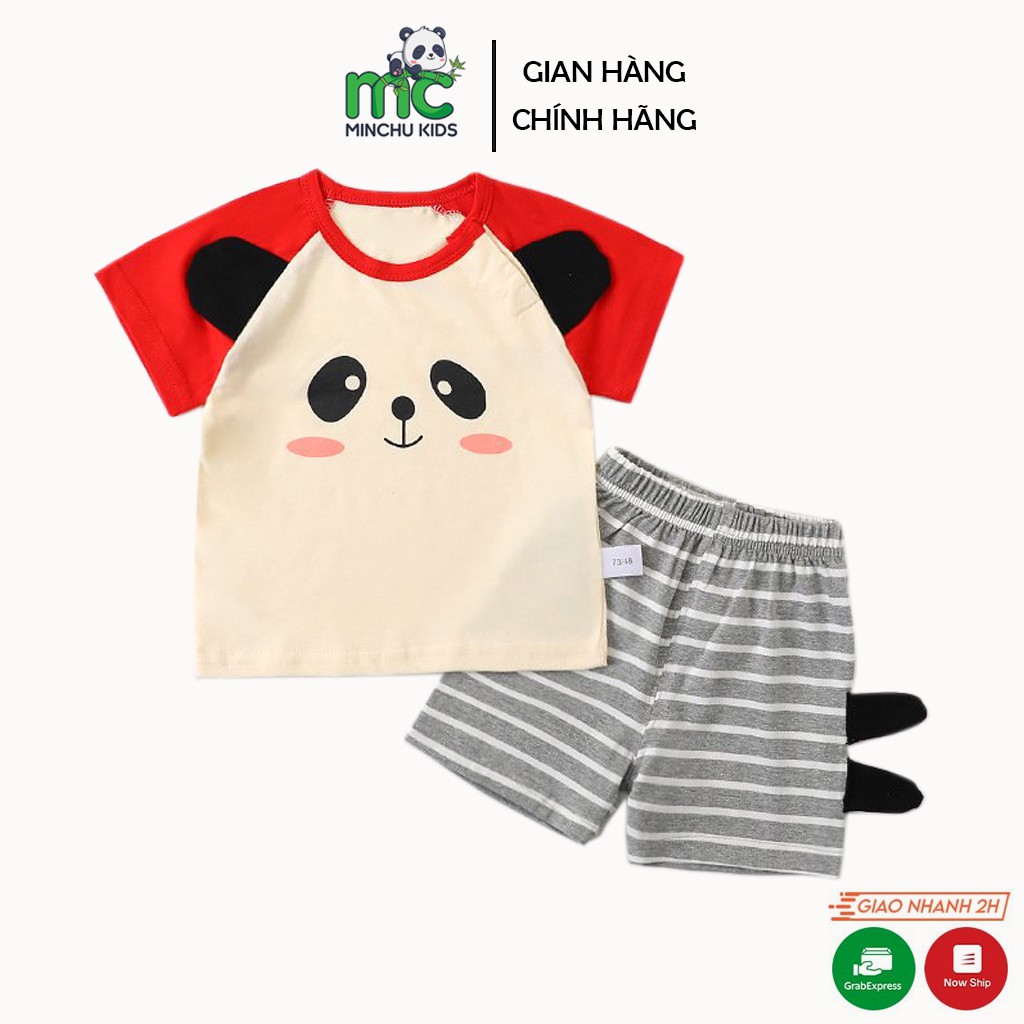 Áo cotton in hình gấu ngộ nghĩnh cho bé 8-18kg Minchu, quần áo trẻ em