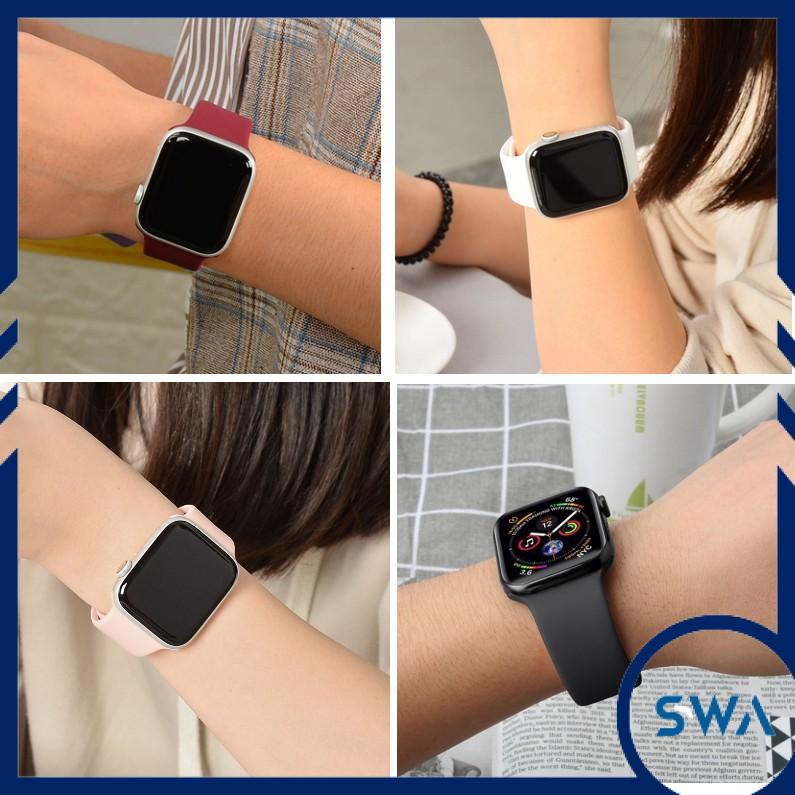 Dây đeo silicon thay thế cho đồng hồ Apple Watch series 1/2/3/4/5/6/7/SE size 38mm-40mm-42mm-44mm nhiều màu tuỳ chọn