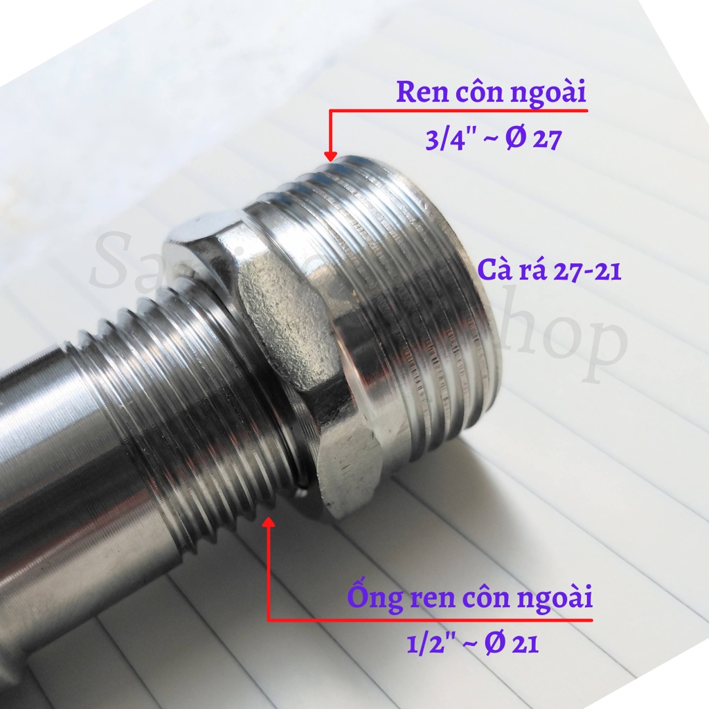 Cà rá, đầu nối chuyển ren trong ngoài phi 27-21